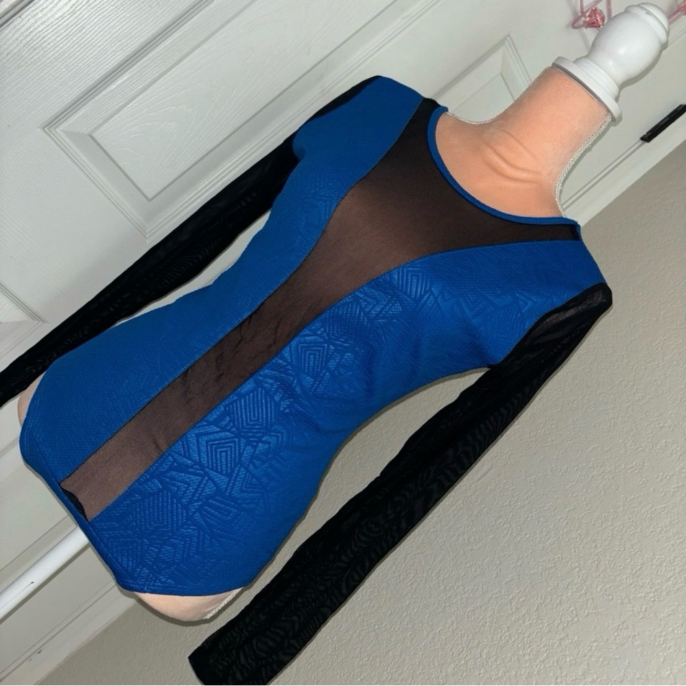Blue & Black Mesh Bodysuit
